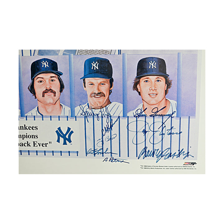 1978 Yankees Team Multi Signed Framed Ron Lewis Litho /78 30x36 All American LOA