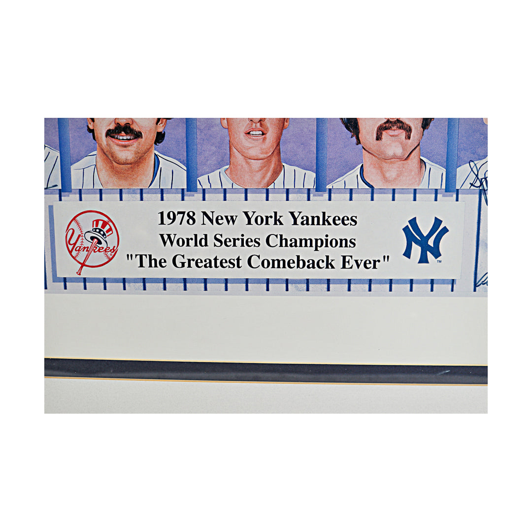 1978 Yankees Team Multi Signed Framed Ron Lewis Litho /78 30x36 All American LOA