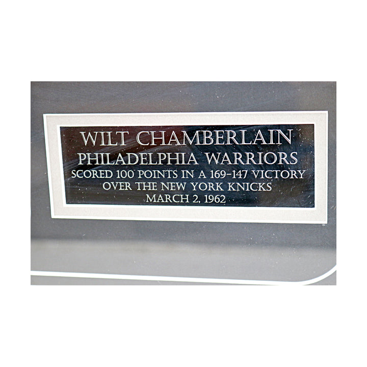 Wilt Chamberlain 76'ers Autographed Framed Cut Collage 100 Point Game JSA COA