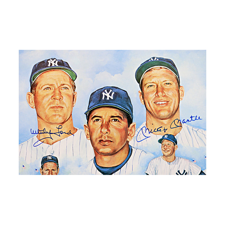 Mantle Ford New York Yankees Multi Signed Framed 17x23 LE Litho Photo JSA LOA