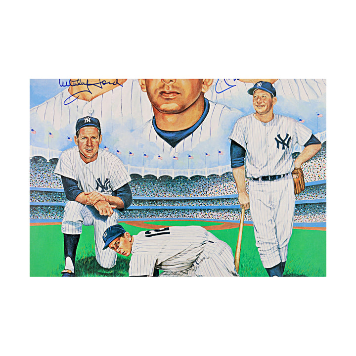 Mantle Ford New York Yankees Multi Signed Framed 17x23 LE Litho Photo JSA LOA