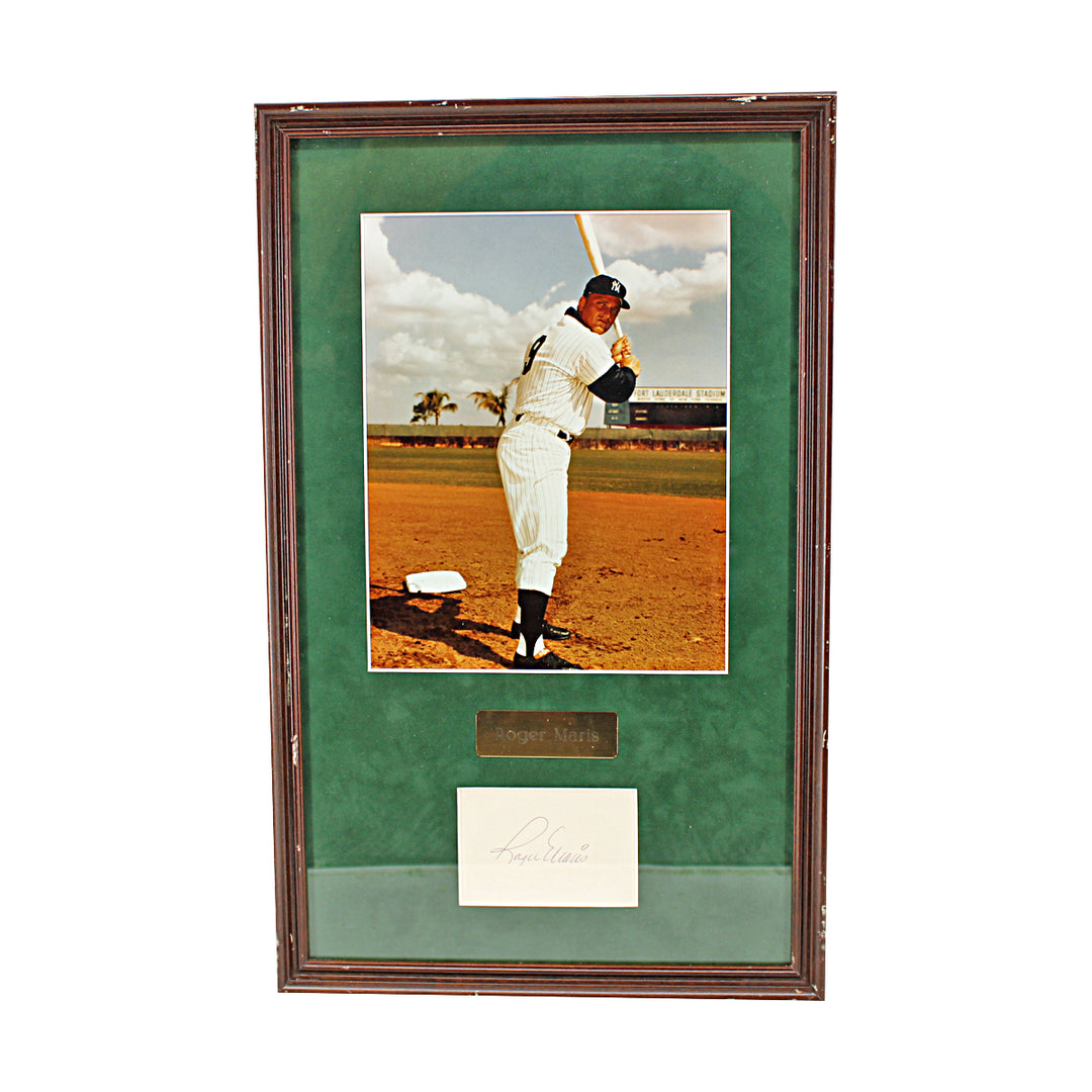 Roger Maris New York Yankees Autographed Framed Index Card Cut JSA LOA