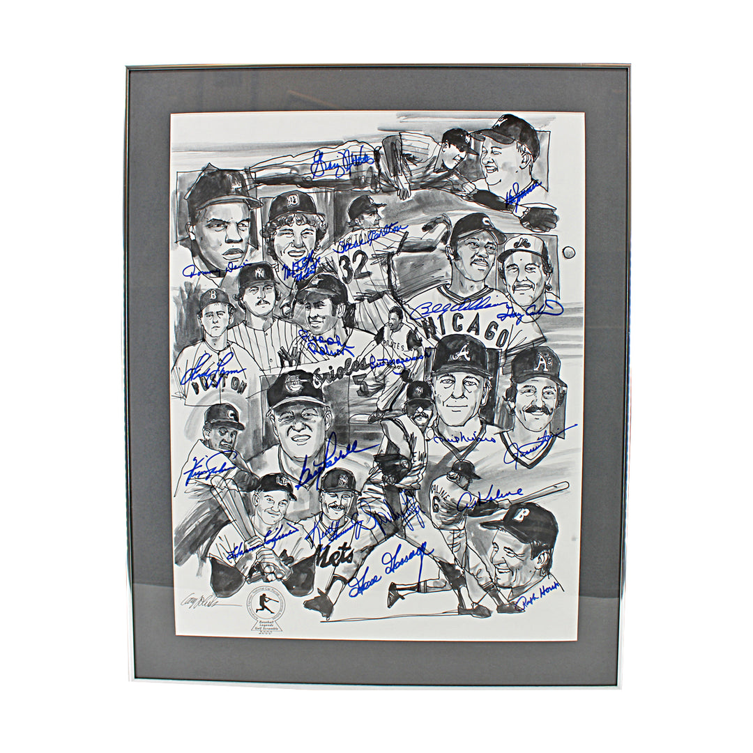 Carter Nettles Killebrew Multi Signed Baseball Legends Golf Scramble 17x22 Lithograph 19 Autos JSA LOA