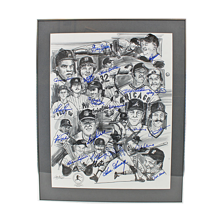 Carter Nettles Killebrew Multi Signed Baseball Legends Golf Scramble 17x22 Lithograph 19 Autos JSA LOA