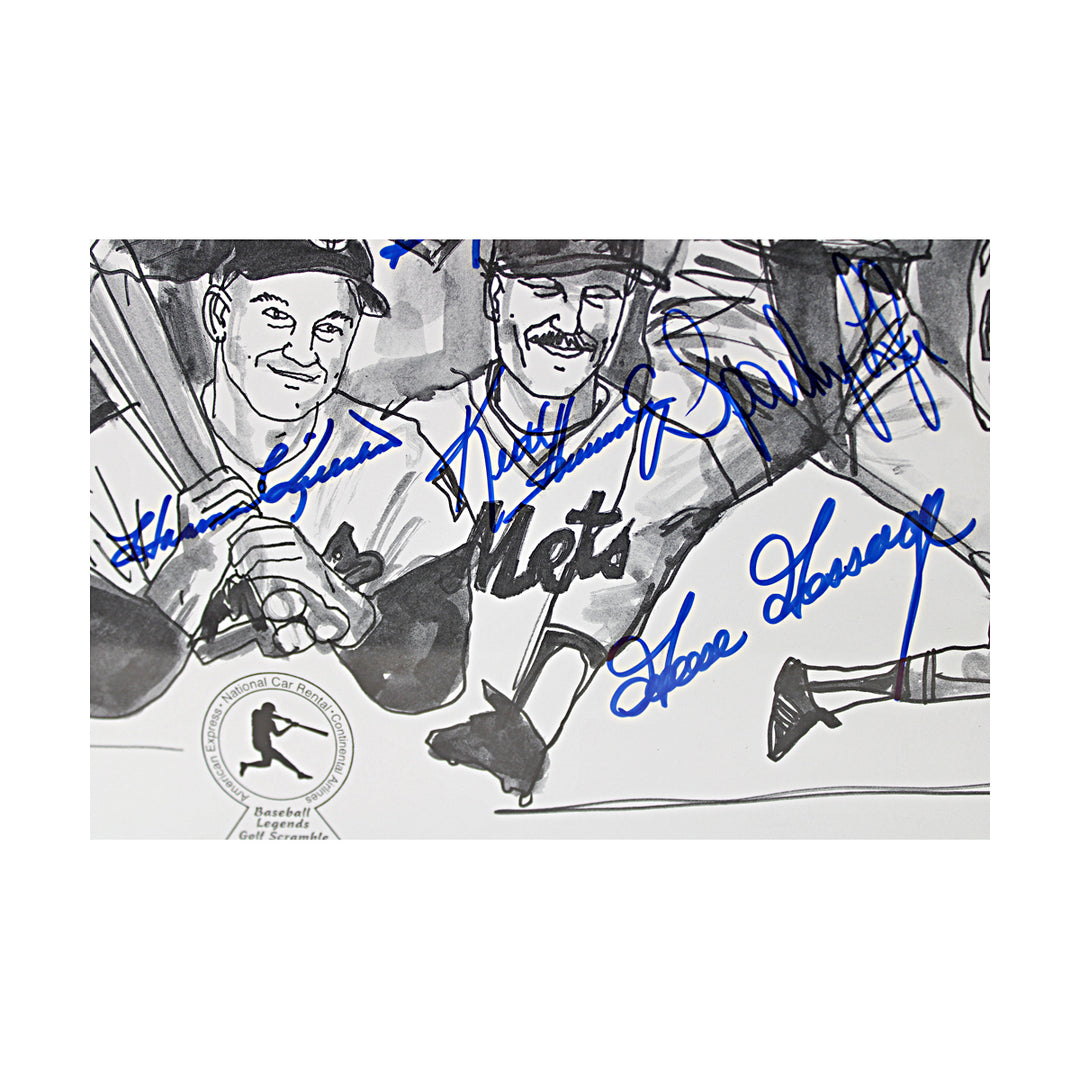 Carter Nettles Killebrew Multi Signed Baseball Legends Golf Scramble 17x22 Lithograph 19 Autos JSA LOA