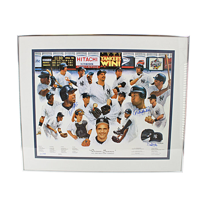 Derek Jeter Bernie Williams New York Yankees Dual Signed Framed Doo S Oh Dream Season Lithograph LE 20/1998 JSA LOA