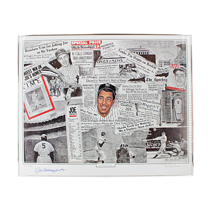 Joe DiMaggio New York Yankees Autographed Framed Legacy Lithograph LE 461/1000 JSA LOA