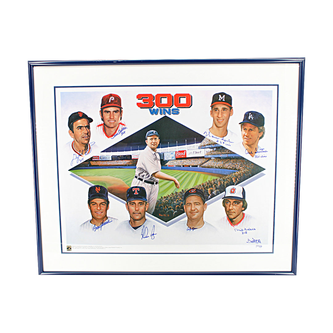 Seaver Ryan Carlton Multi Signed 300 Wins 23x29 Litho LE 1/15 All American LOA