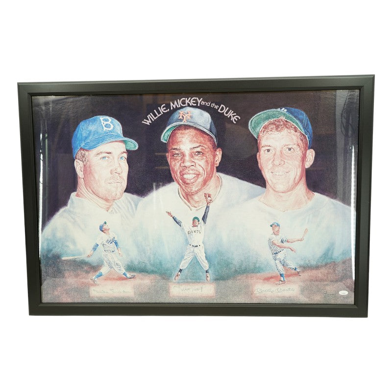 Mantle Mays Snider Yankees Giants Mets Multi Signed Litho LE LE 433/1603 JSA LOA