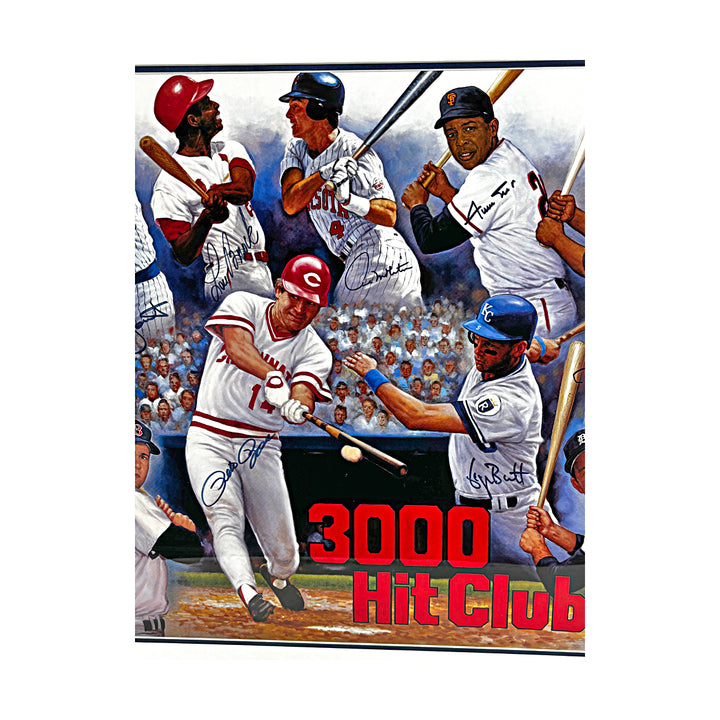 Rose Aaron Mays 3000 Hit Doo S. Oh 22x35 Multi Signed Framed Lithograth JSA LOA