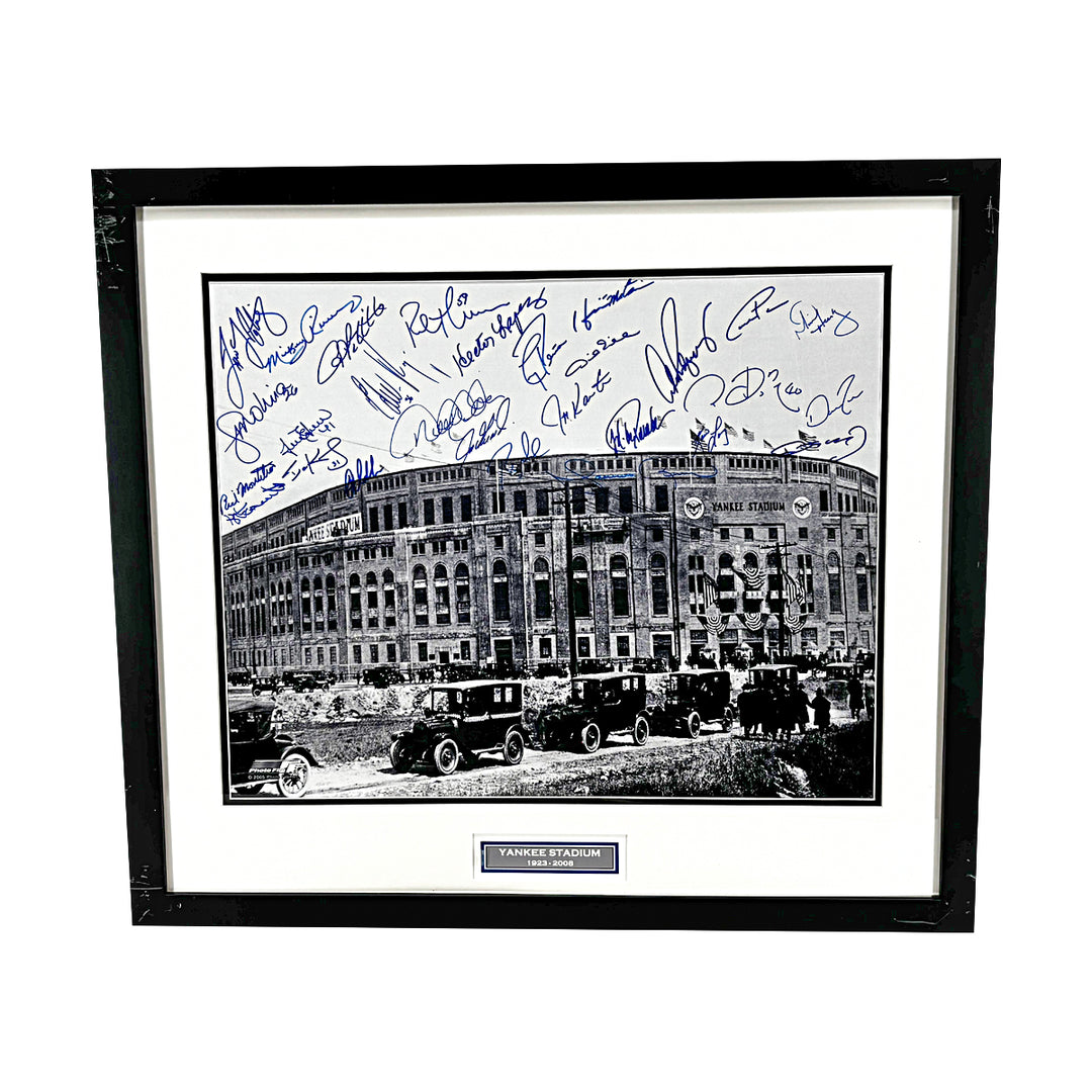 Jeter Rodriguez Pettitte Posada Yankees Autographed Framed 16x20 Old Stadium Photo JSA LOA