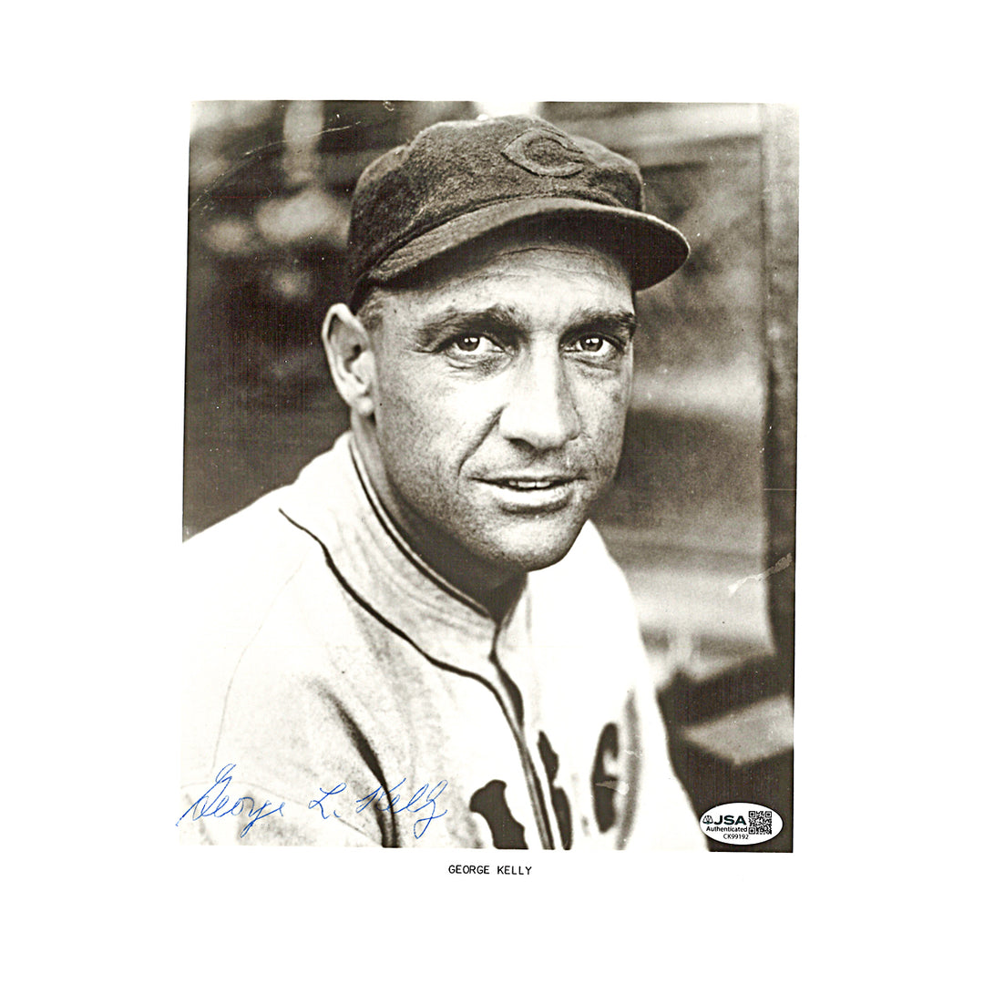 George Kelly Cincinnati Reds Autographed 8x10 Photo JSA COA