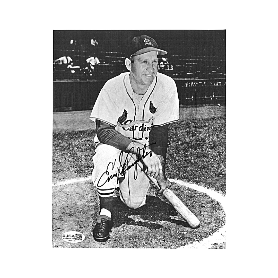 Enos Slaughter St Louis Cardinals Autographed 8x10 Photo JSA COA