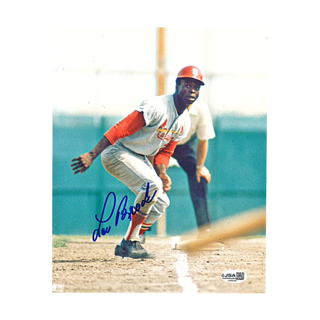 Lou Brock St Louis Cardinals Autographed 8x10 Photo JSA COA