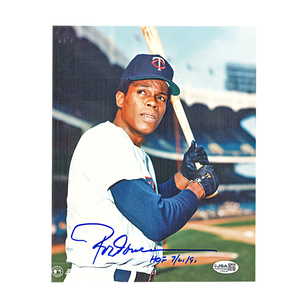 Rod Carew Minnesota Twins Autographed Inscribed 8x10 Photo JSA COA