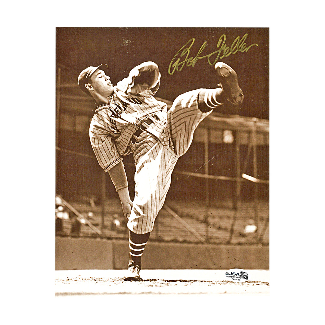 Bob Feller Cleveland Indians Autographed 8x10 Photo JSA COA