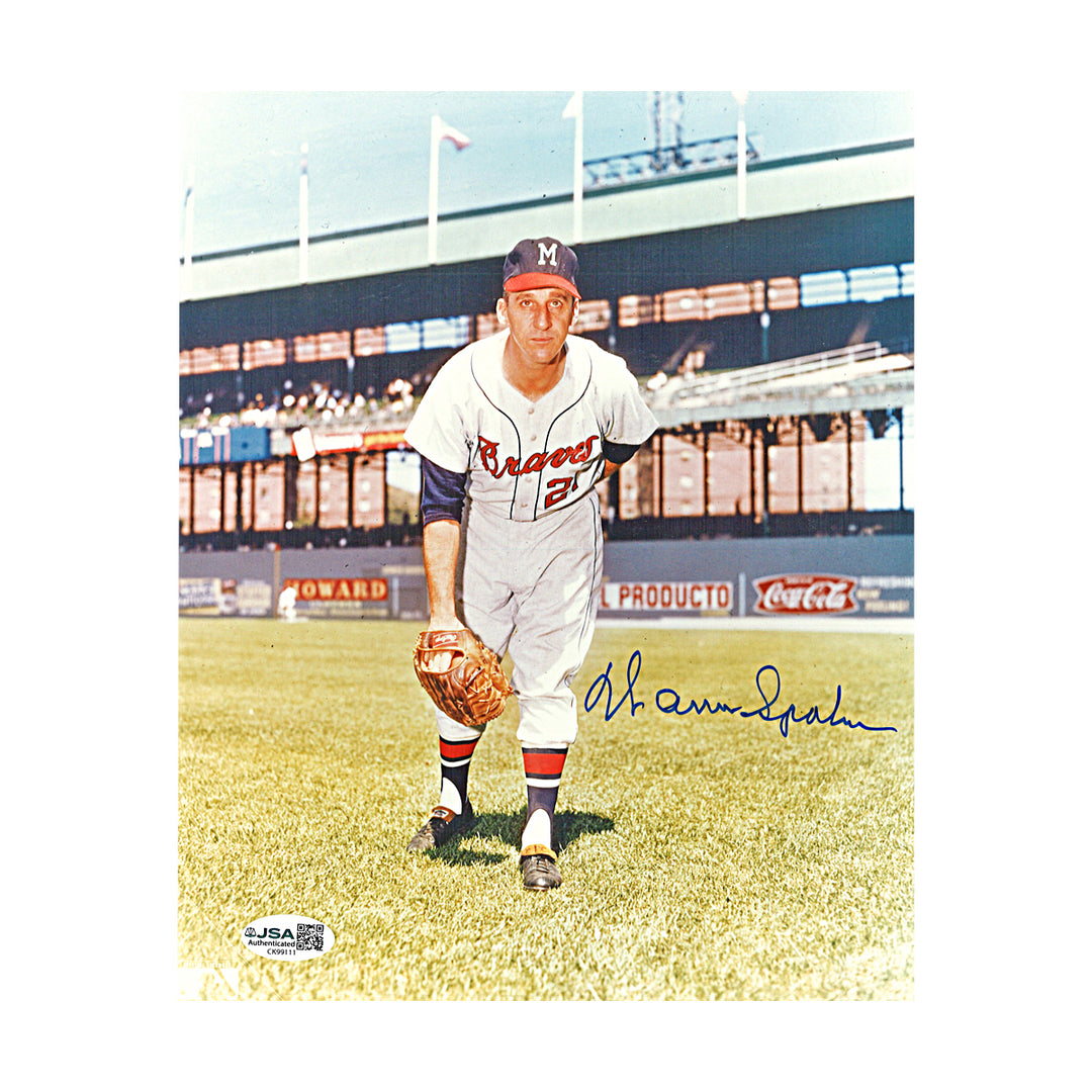 Warren Spahn Atlanta Braves Autographed 8x10 Photo JSA COA