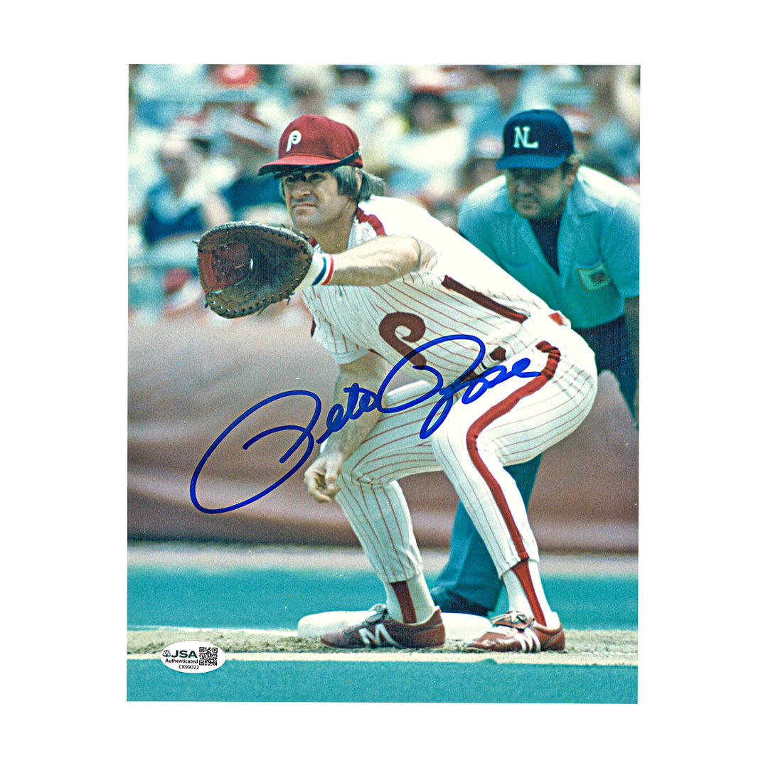 Pete Rose Philadelphia Phillies Autographed 8x10 Photo JSA COA