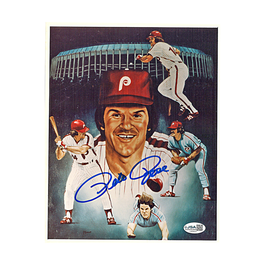 Pete Rose Philadelphia Phillies Autographed Collage 8x10 Photo JSA COA