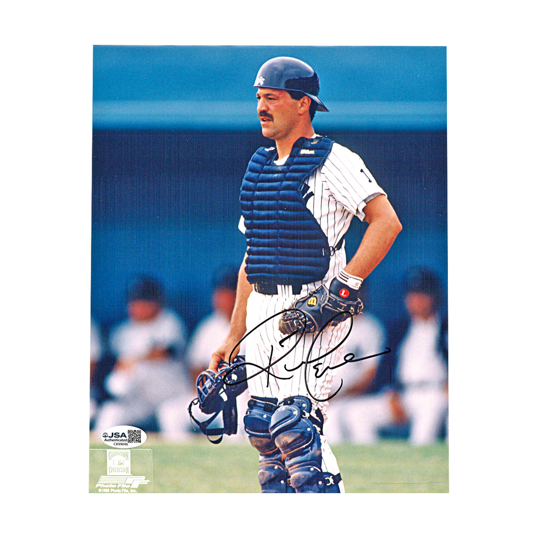 Rick Cerone New York Yankees Autographed Catching 8x10 Photo JSA COA