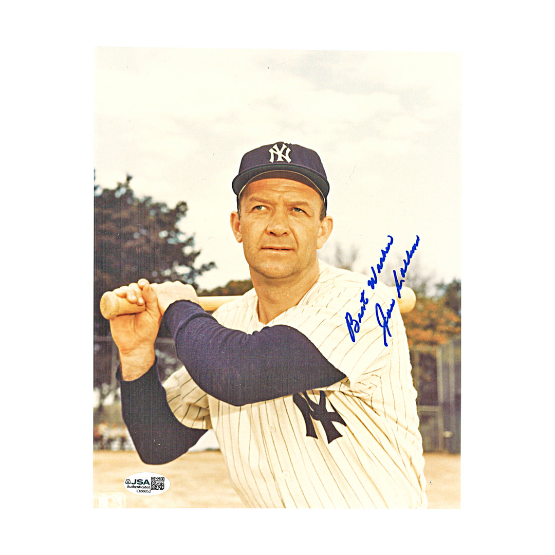 Joe Collins New York Yankees Autographed Inscribed 8x10 Photo JSA COA