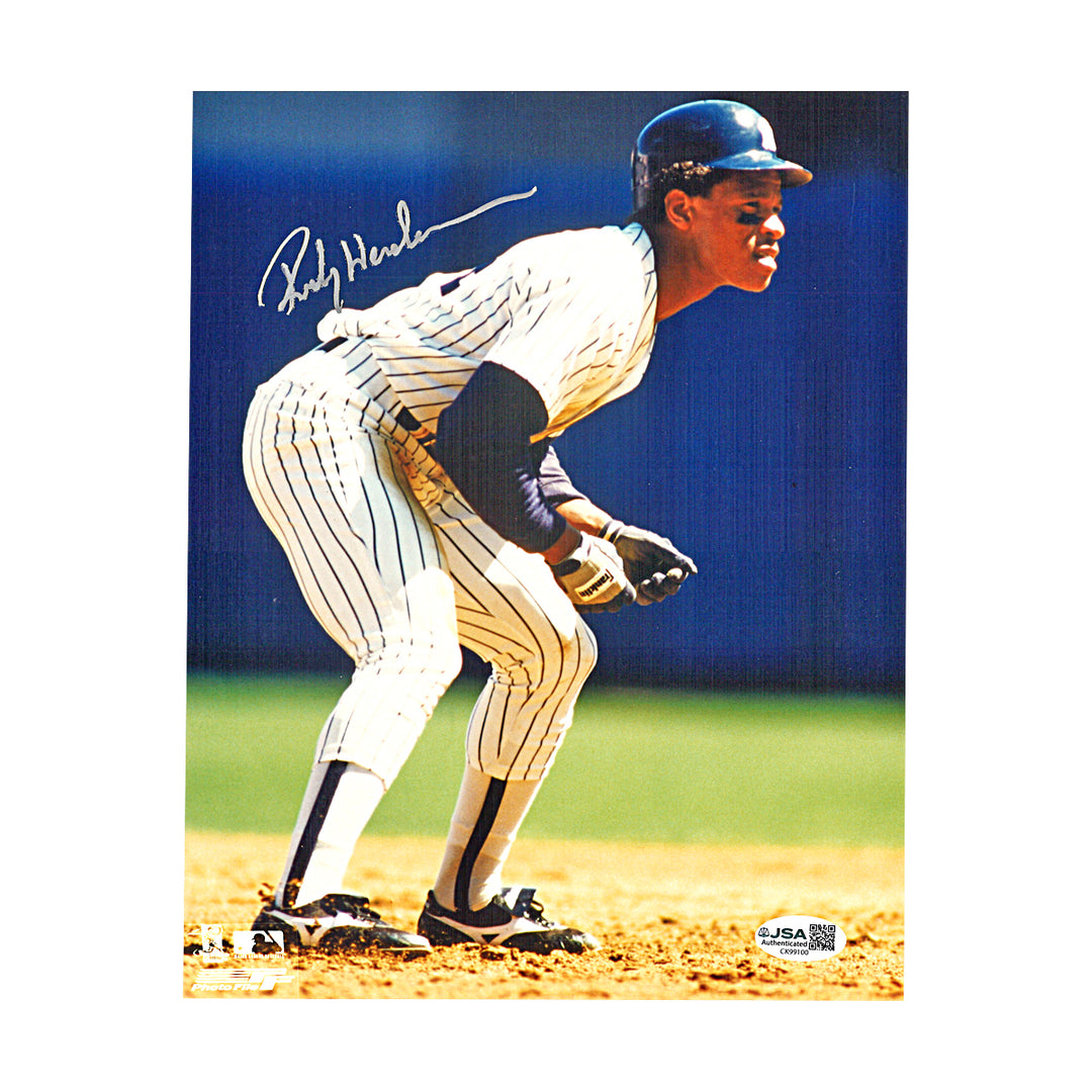 Ricky Henderson New York Yankees Autographed 8x10 Photo JSA COA