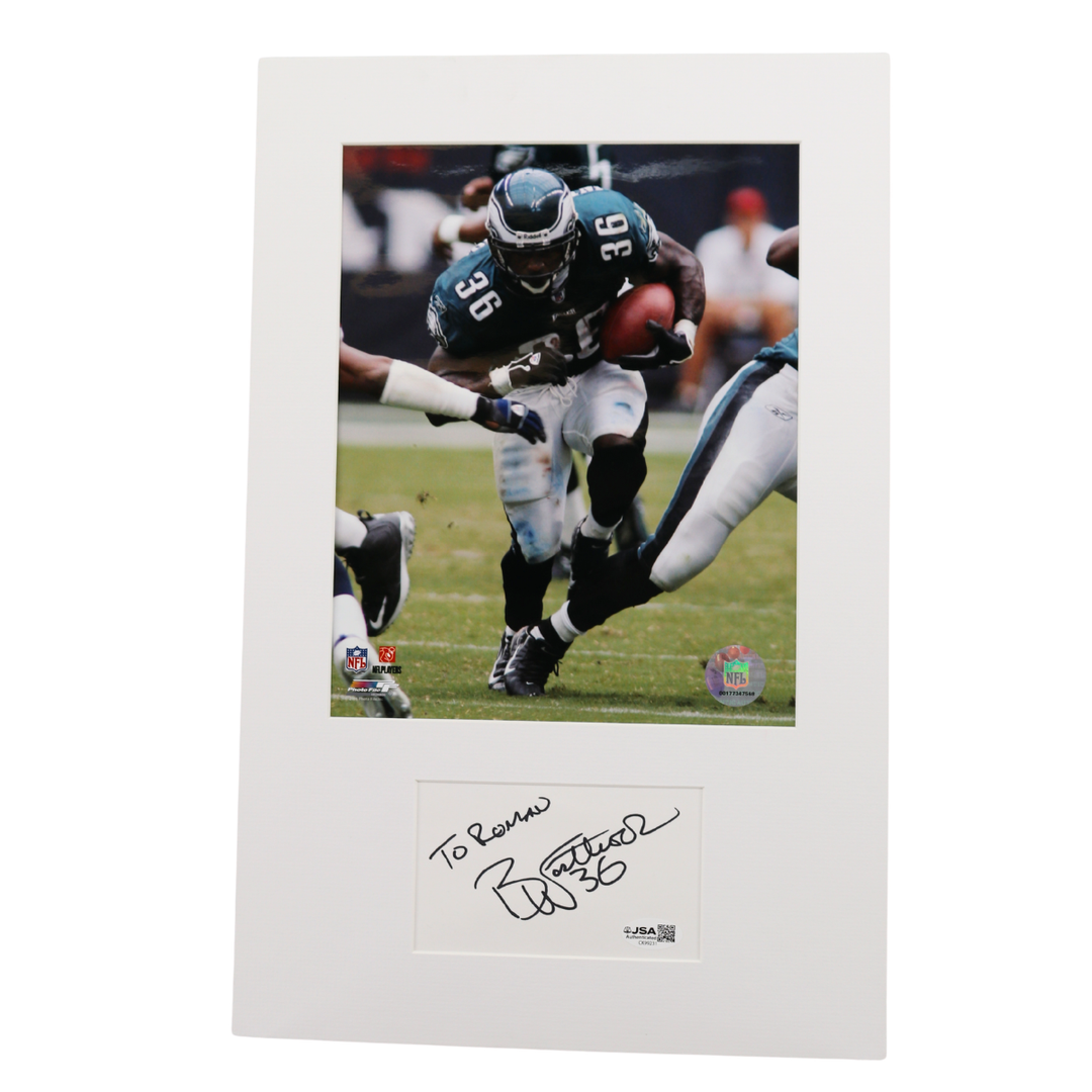 Brian Westbrook Eagles Autographed Personalized Matted Index Card Cut JSA COA