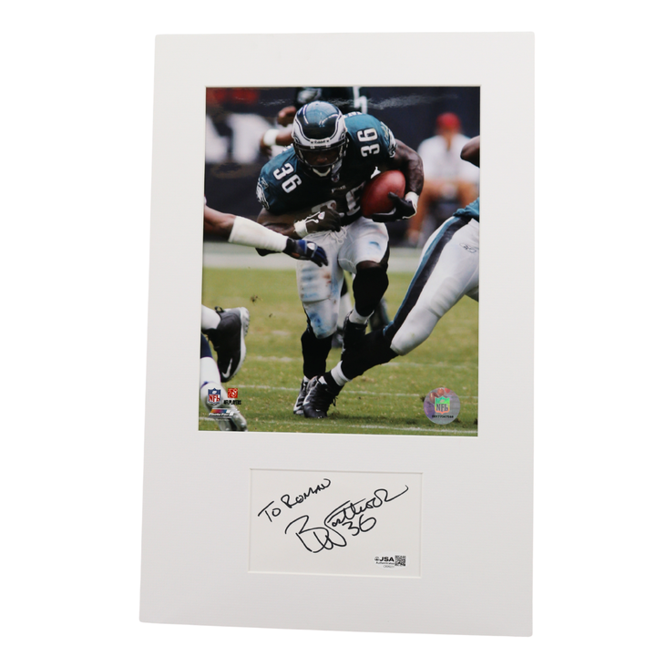 Brian Westbrook Eagles Autographed Personalized Matted Index Card Cut JSA COA
