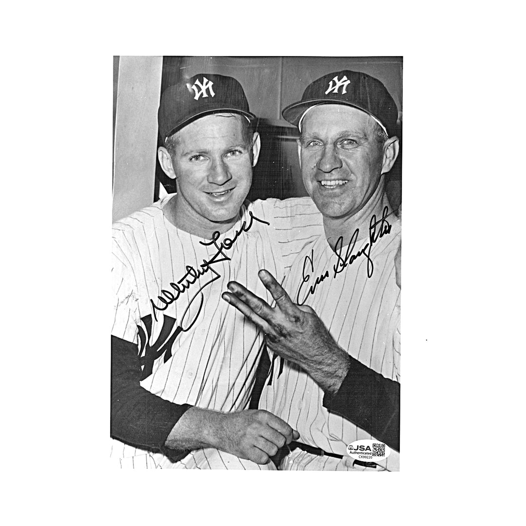 Whitey Ford Enos Slaughter New York Yankees Autographed 8x10 Photo JSA COA