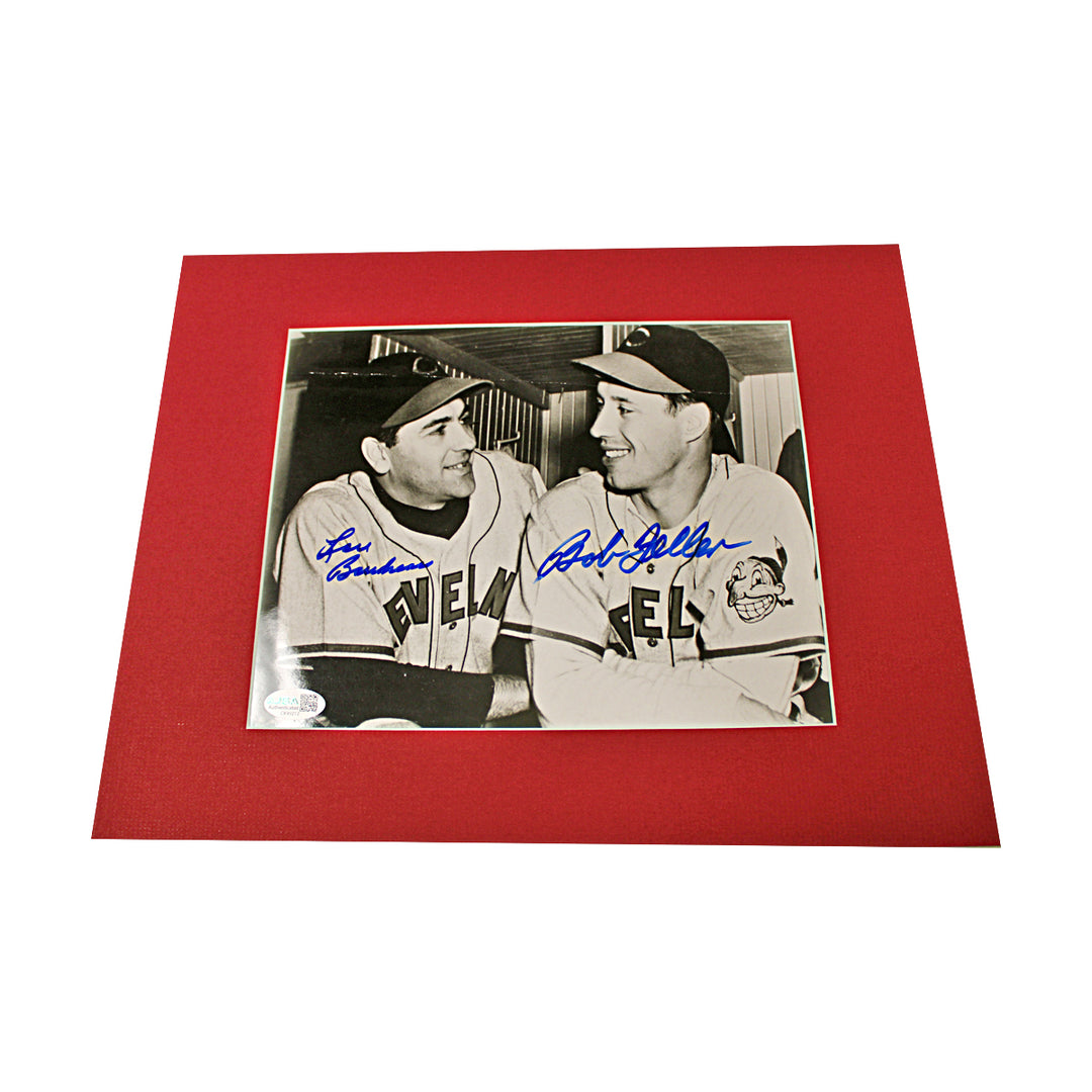 Bob Feller Lou Boudreau Cleveland Indians Autographed Matted 8x10 Photo JSA COA