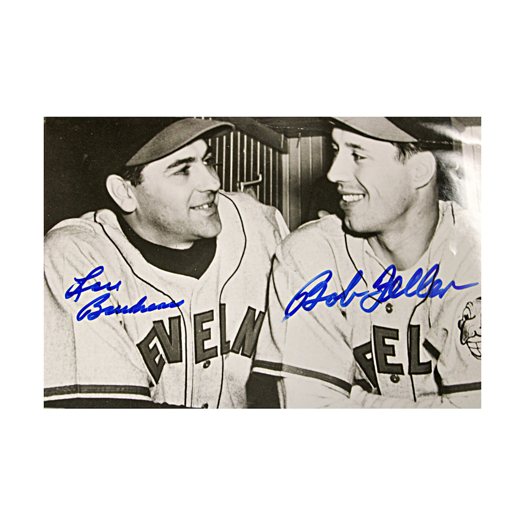 Bob Feller Lou Boudreau Cleveland Indians Autographed Matted 8x10 Photo JSA COA