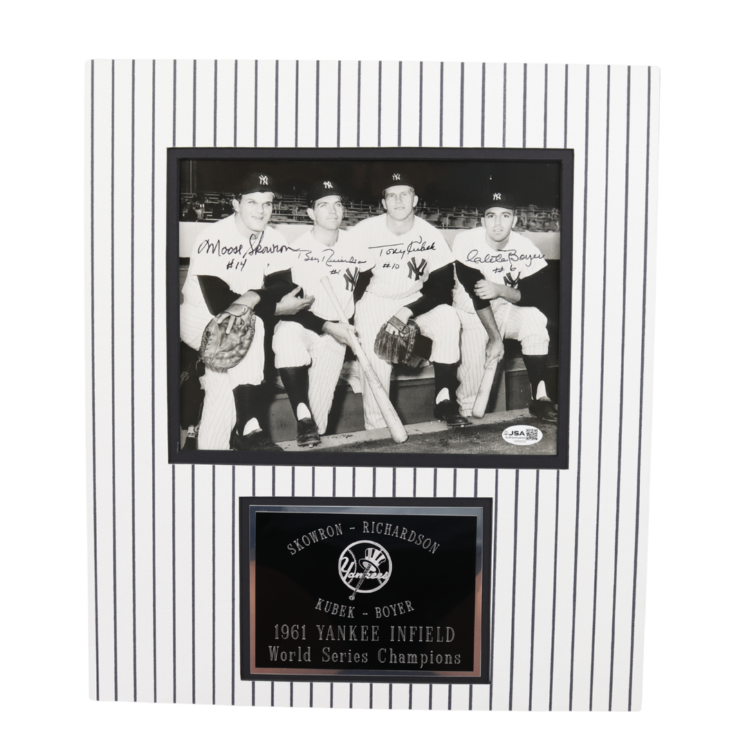 Skowron Richardson Kubek Boyer Yankees Autographed Matted 8x10 Photo JSA COA
