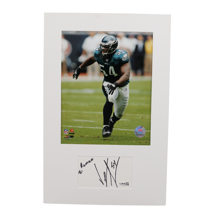 Jeremiah Trotter Eagles Autographed  Personalized Matted Index Card Cut JSA COA