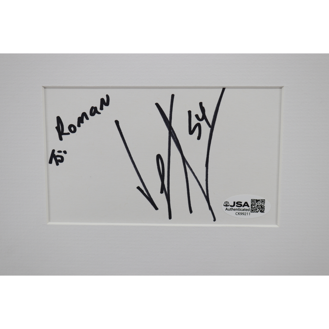 Jeremiah Trotter Eagles Autographed  Personalized Matted Index Card Cut JSA COA