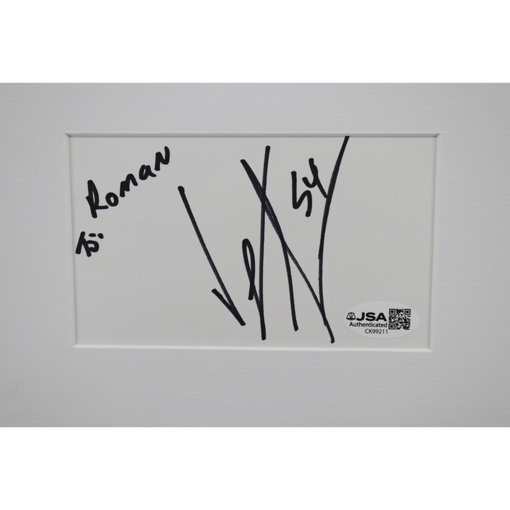 Jeremiah Trotter Eagles Autographed  Personalized Matted Index Card Cut JSA COA