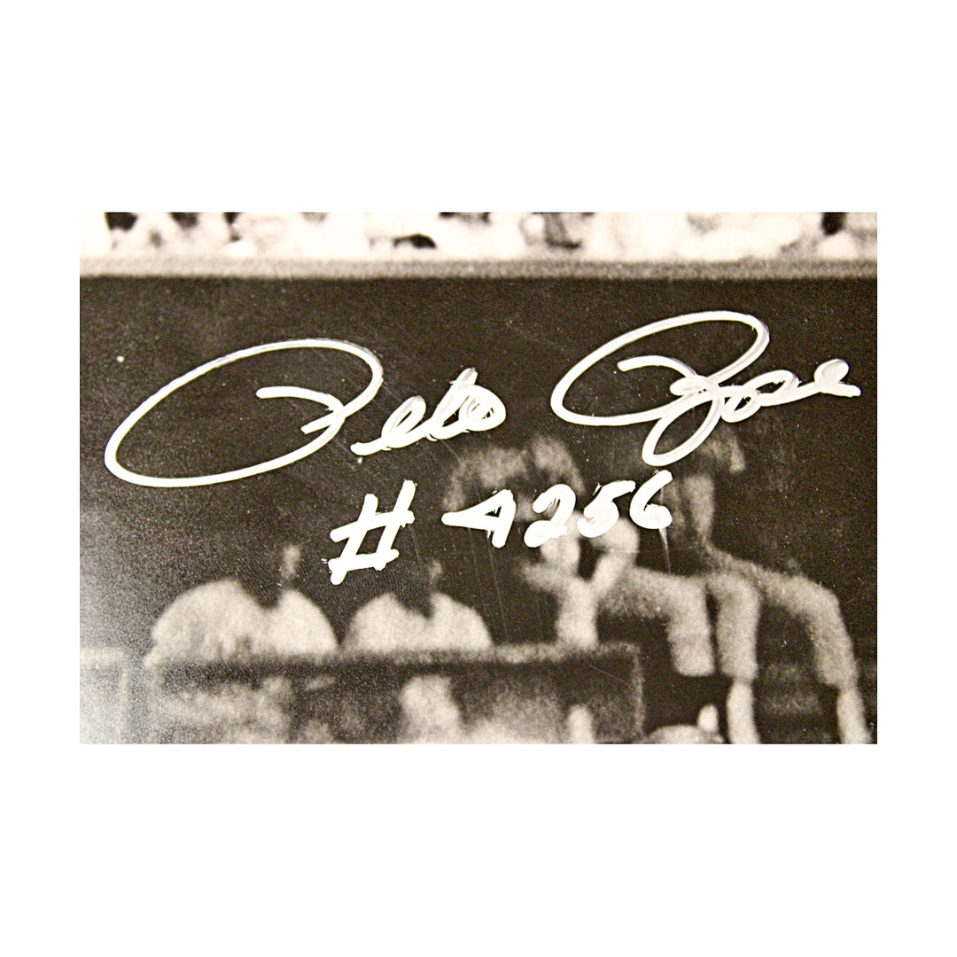 Pete Rose Cincinnati Reds Autographed Inscribed Dry Mounted 16x20 Photo JSA COA