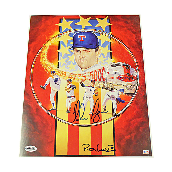Nolan Ryan Texas Rangers Autographed Ron Lewis 11x14 Photo JSA COA