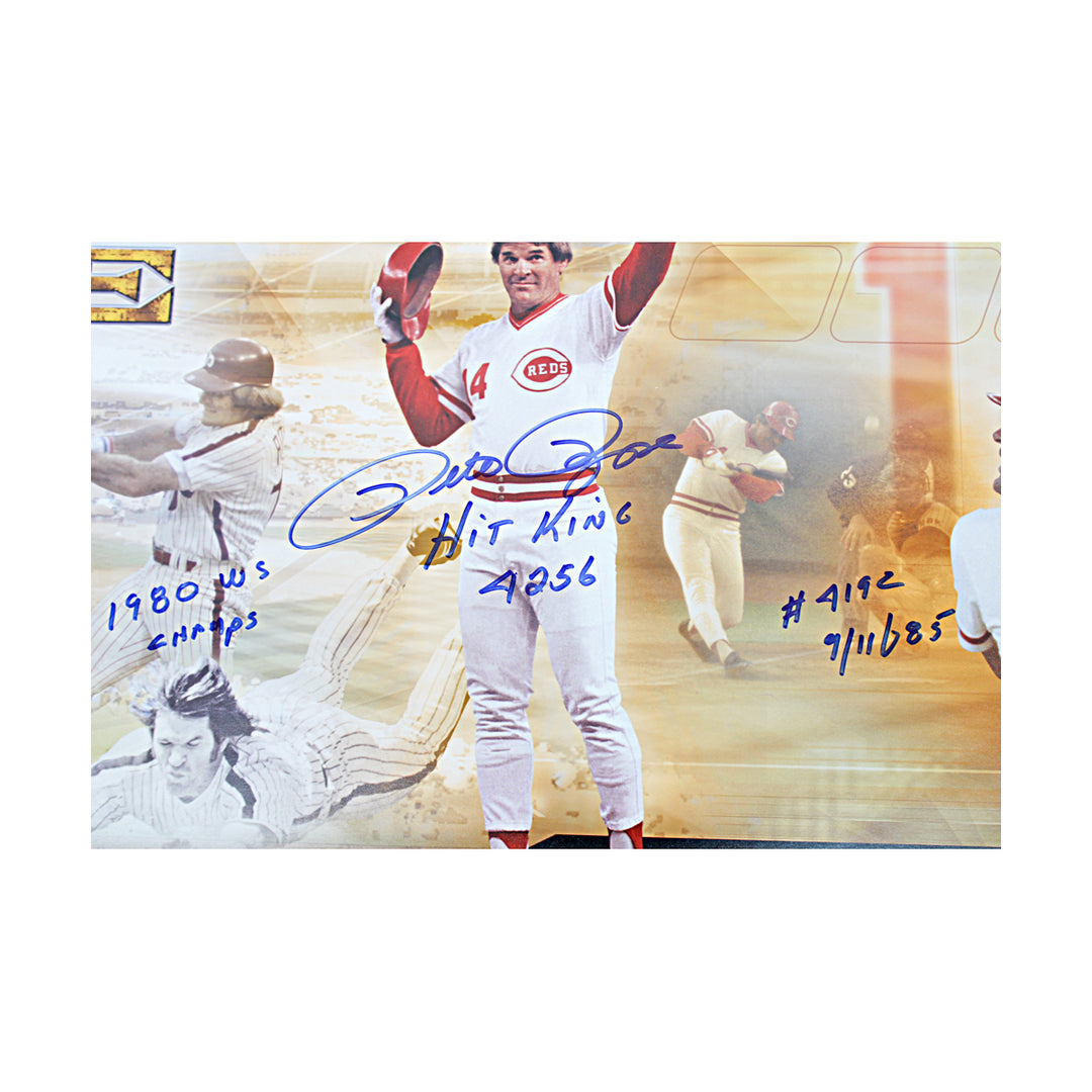 Pete Rose Cincinnati Reds Autographed Inscribed 12x36 Panoramic Photo JSA COA
