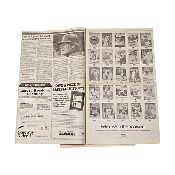 Pete Rose Cincinnati Reds Autographed Cincinnati Post Newspaper JSA COA