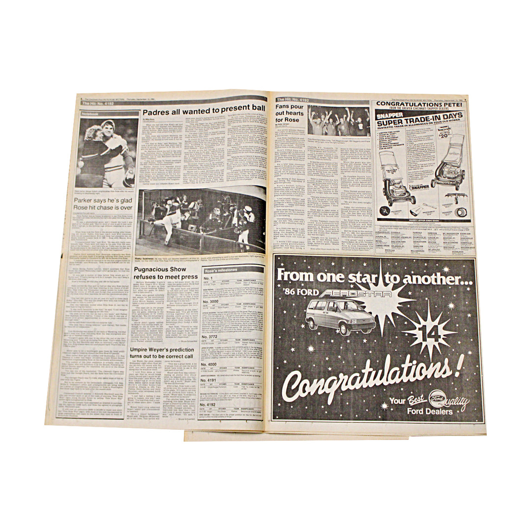 Pete Rose Cincinnati Reds Autographed Cincinnati Post Newspaper JSA COA