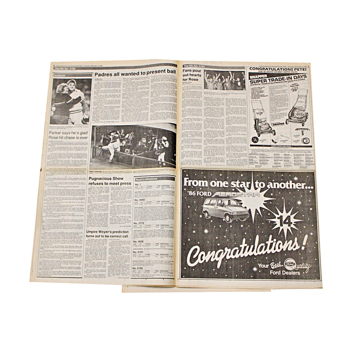 Pete Rose Cincinnati Reds Autographed Cincinnati Post Newspaper JSA COA