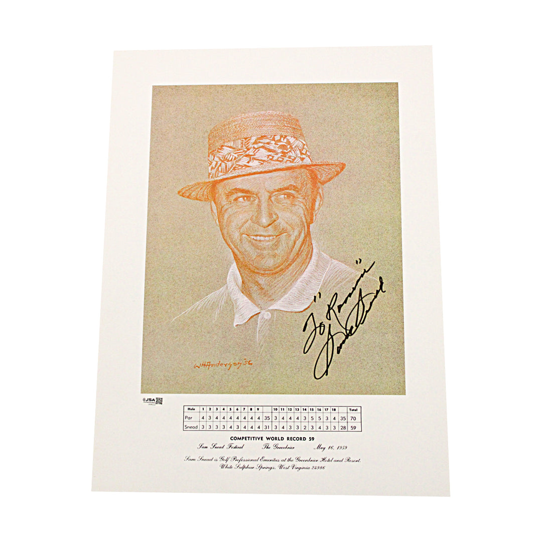 Sam Snead Golfer Autographed Personalized 15x20 Lithograph JSA COA
