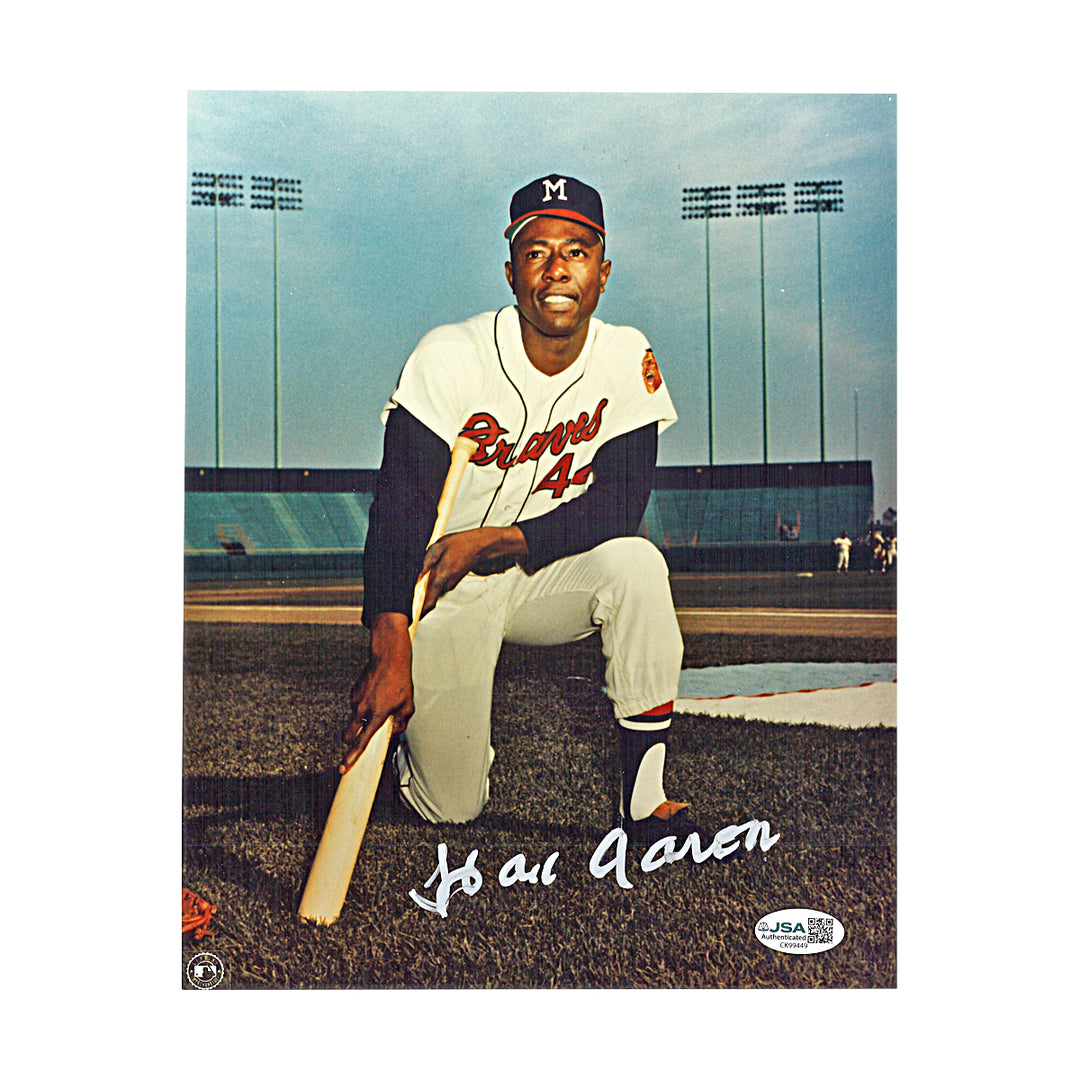Hank Aaron Atlanta Braves Autographed 8x10 Photo JSA COA
