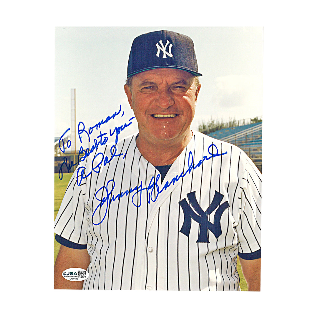 Johnny Blanchard New York Yankees Autographed Personalized  8x10 Photo JSA COA