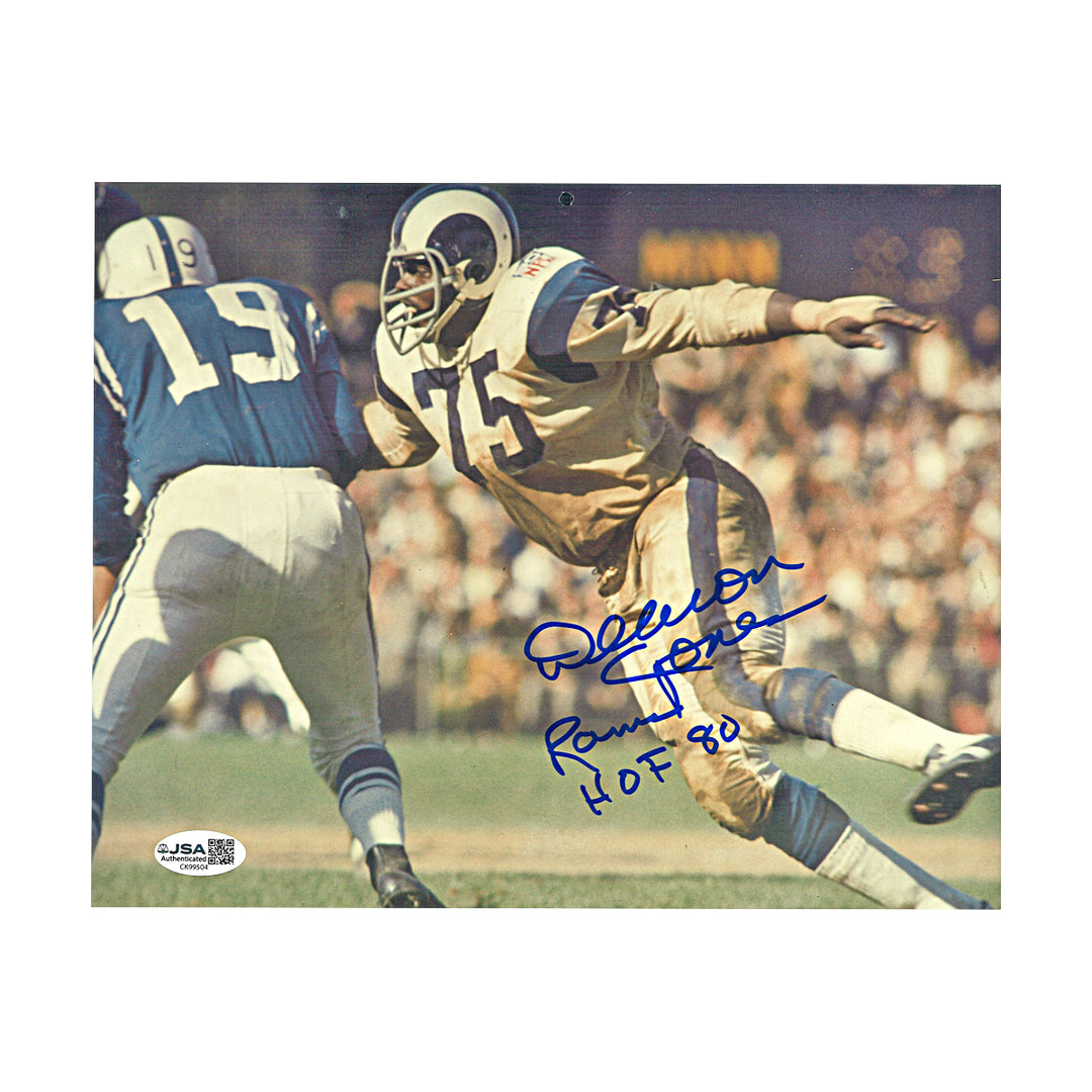 Deacon Jones Los Angeles Rams Autographed Inscribed 8x10 Photo JSA COA
