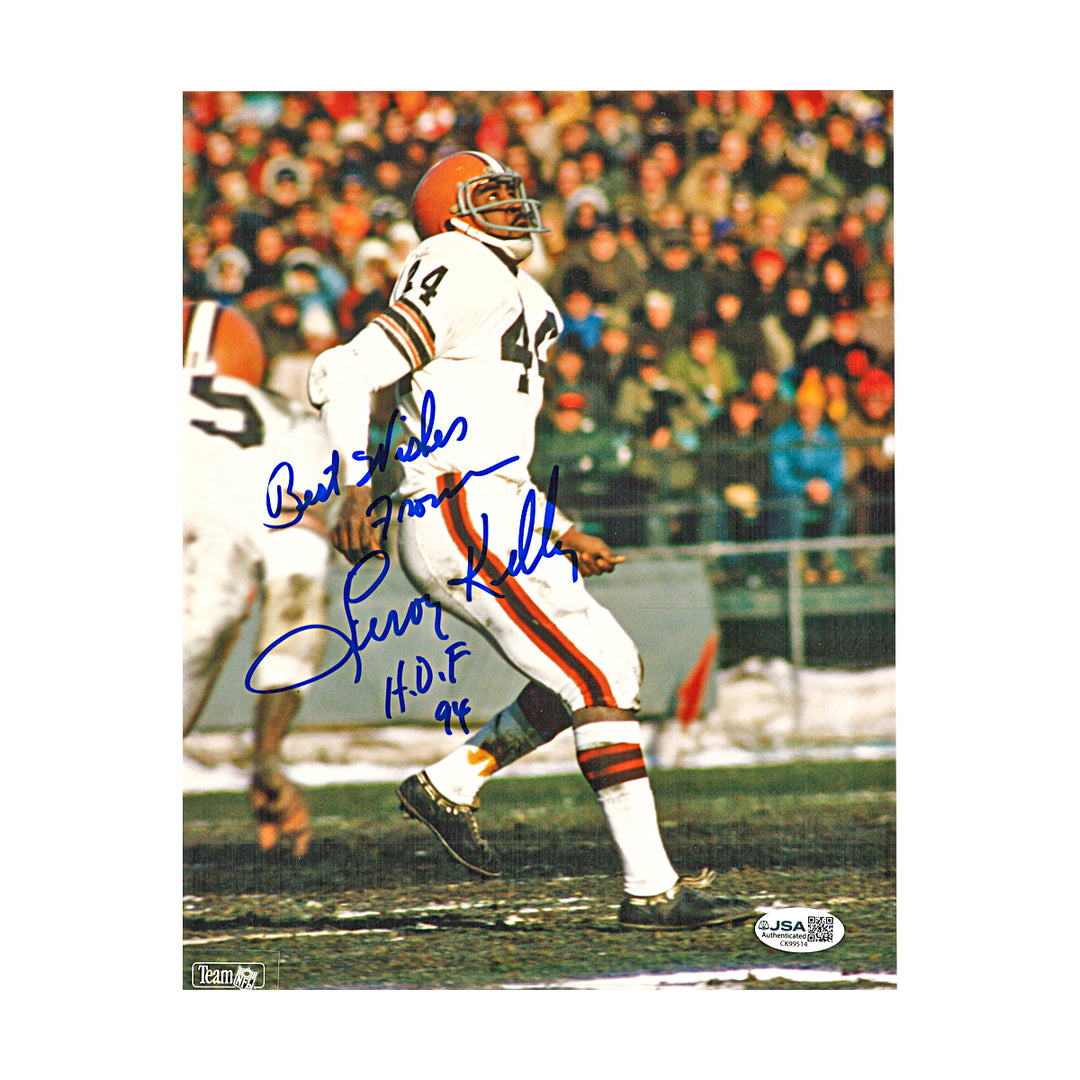 Leroy Kelley Cleveland Browns Autographed Inscribed 8x10 Photo JSA COA