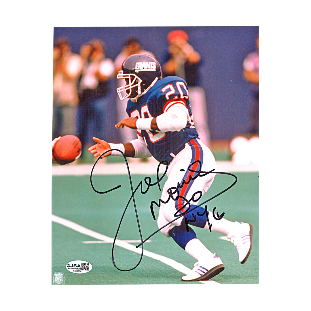 Joe Morris New York Giants Autographed Inscribed 8x10 Photo JSA COA