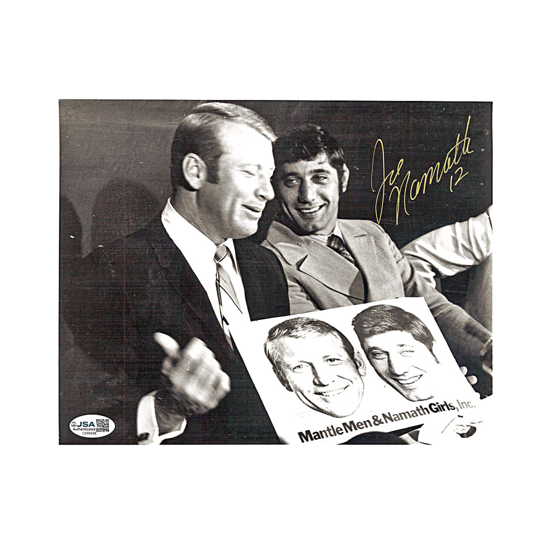Joe Namath New York Jets Autographed 8x10 Photo w/ Mickey Mantle JSA COA