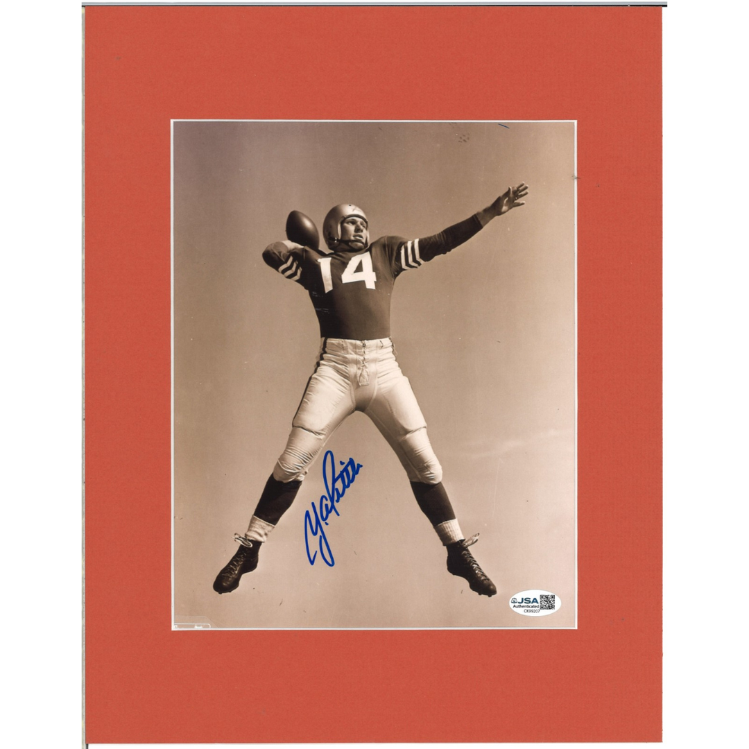 YA Tittle New York Giants Autographed Matted 8x10 Photo JSA COA
