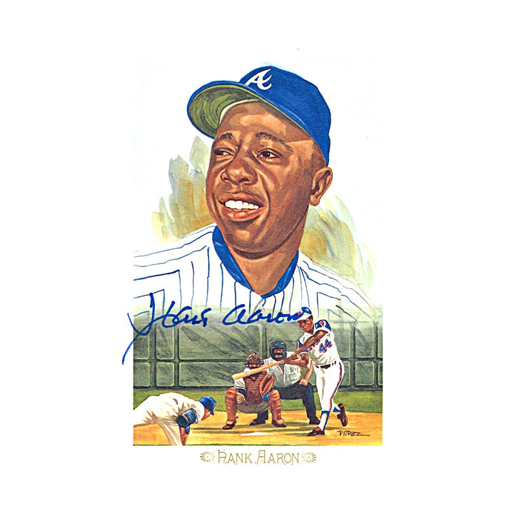 Hank Aaron Braves Autographed Perez Steele 1989 Postcard #03448/10000 JSA COA